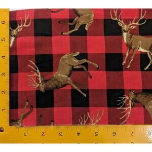 DEER FABRIC TRADITIONS RED/BLACK BUFFALO PLAID COTTON FABRIC 1 Yard Sew Quilt